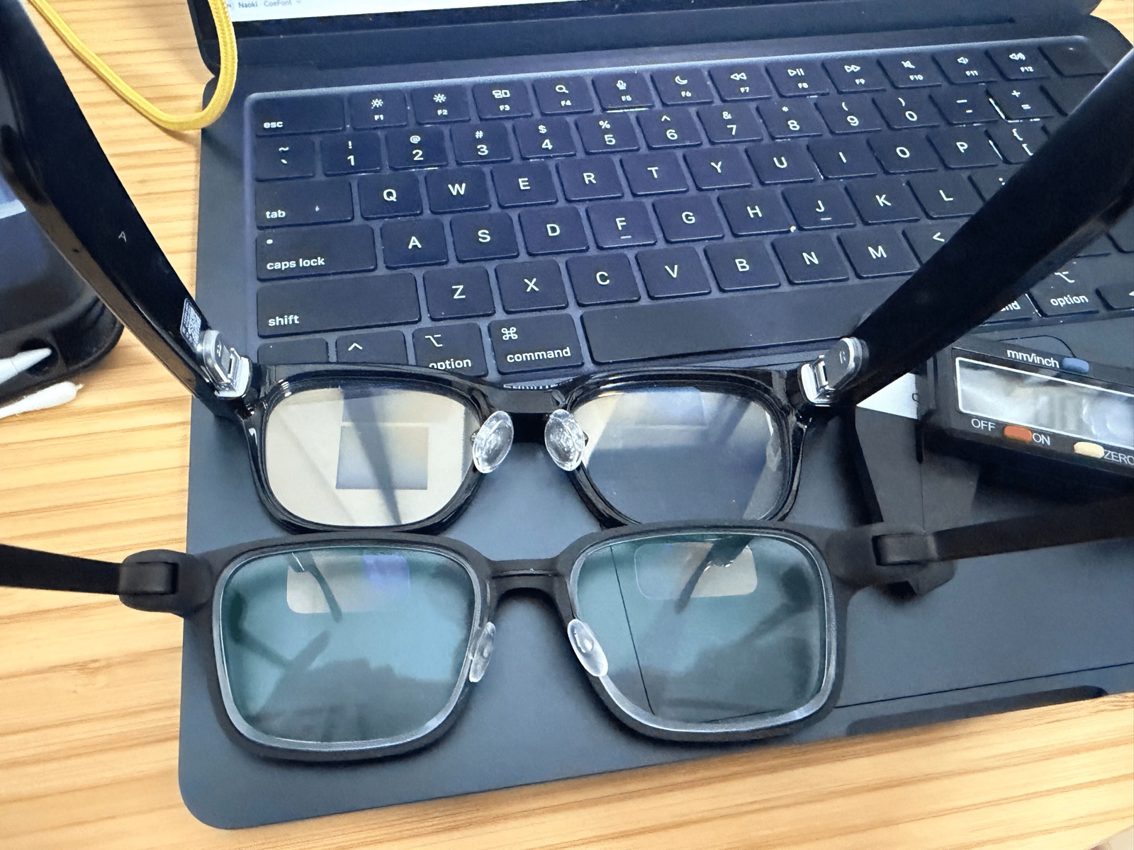 Inside view comparing the nose pads of Rokid Glasses and Even G2