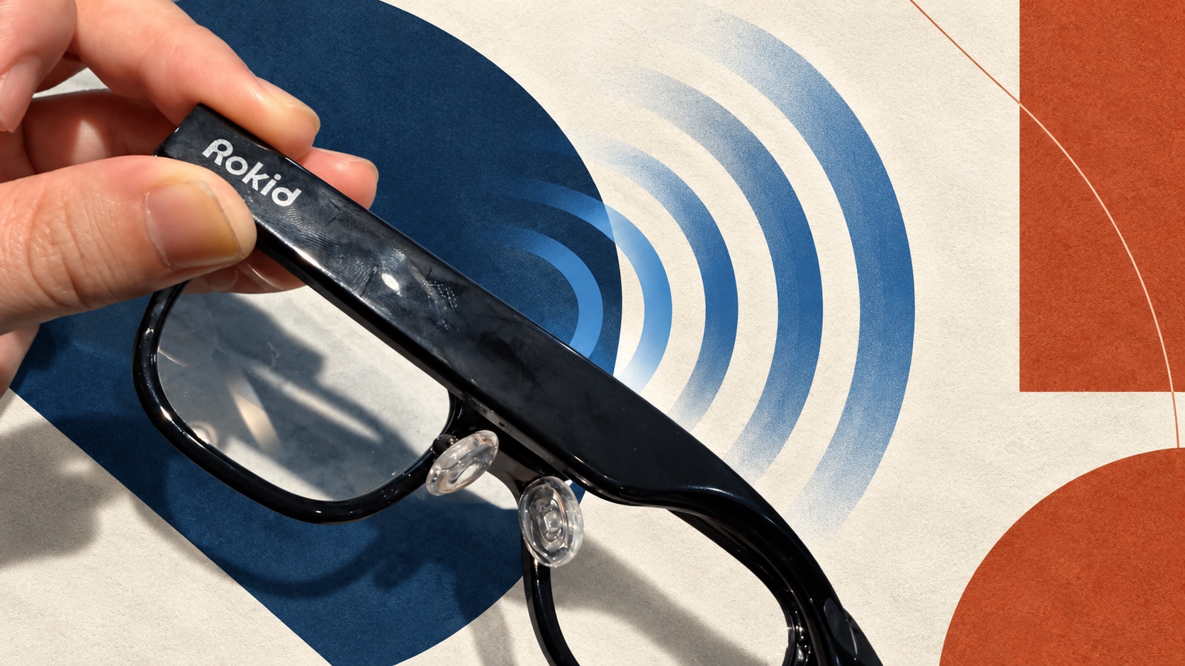 Audio article cover based on a hands-on photograph of Rokid Glasses
