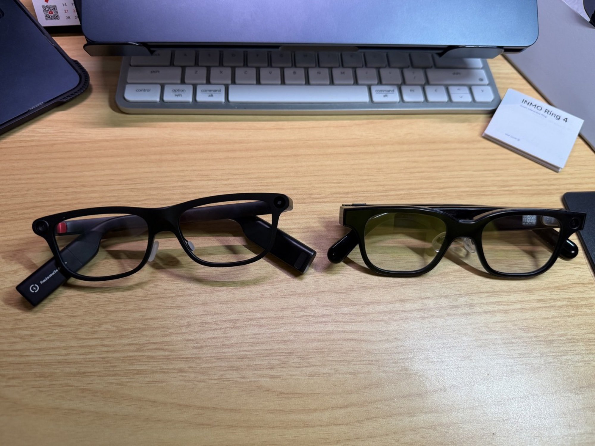 Folded side by side: GO3 on the left, Rokid Glasses on the right