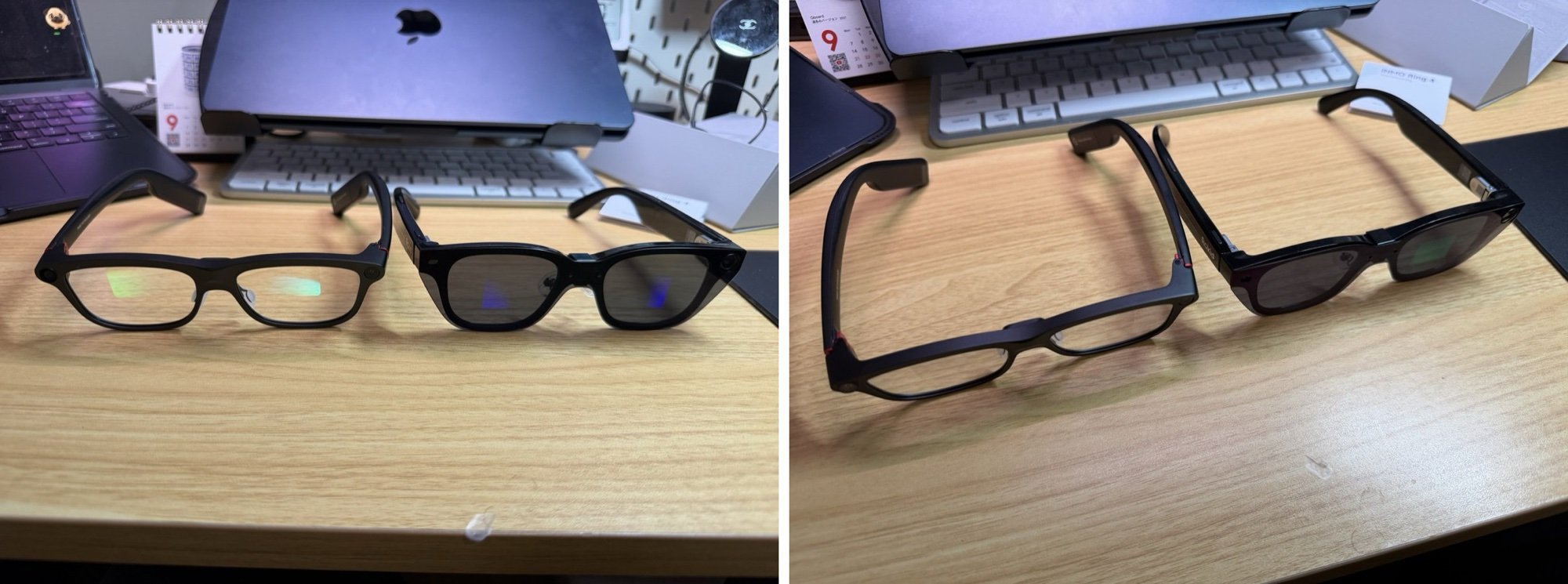In both views, INMO GO3 is on the left and Rokid Glasses on the right